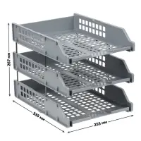 Набор лотков для бумаг &laquo;Стамм&raquo; STRONG, А4, горизонтальный, на металлических стержнях, 3 отделения, серый