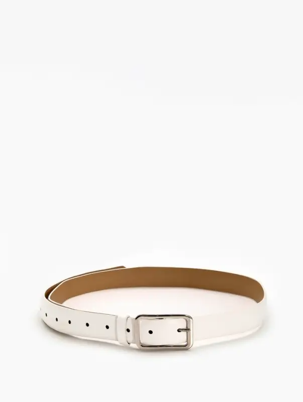 Ремень женский Classic 110&times;3 см, пряжка металл, серебристая, белый