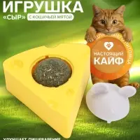 Игрушка для кошек из кошачьей мяты &laquo;Сыр&raquo;, 5&times;4 см, на основании