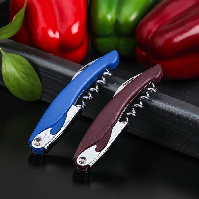 Штопор складной Доляна «Акула», нержавеющая сталь, цвет МИКС