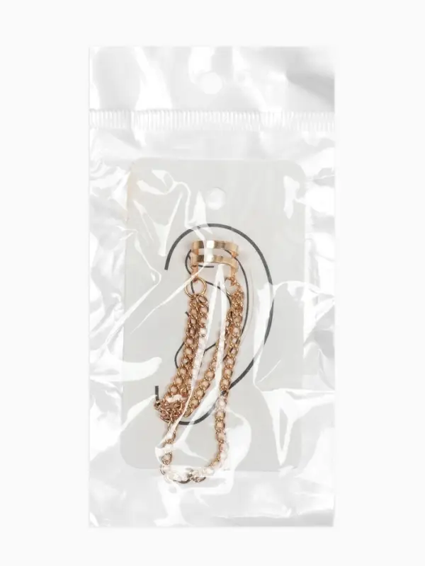 Серьга кафф &laquo;Цепочки&raquo;, цвет золото