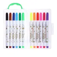 Фломастеры 12 цветов &laquo;Мышка&raquo;, в пластиковом пенале с ручкой, вентилируемый колпачок, МИКС