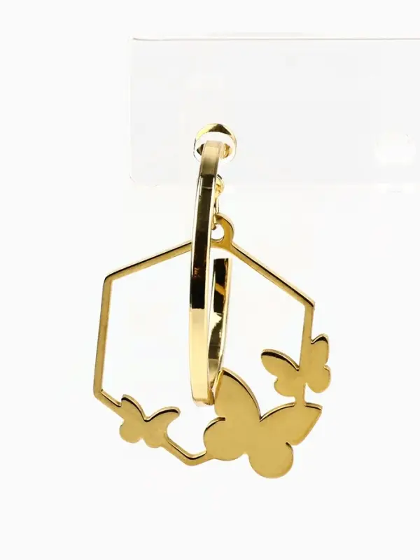 Серьги кольца с подвесом бабочками &laquo;Самой особенной&raquo;, 3 см