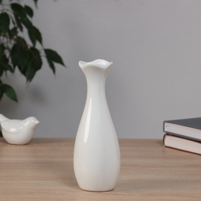 Ваза керамика настольная Ваза керамика настольная "Тириль" 20,5х6,5 см, белый