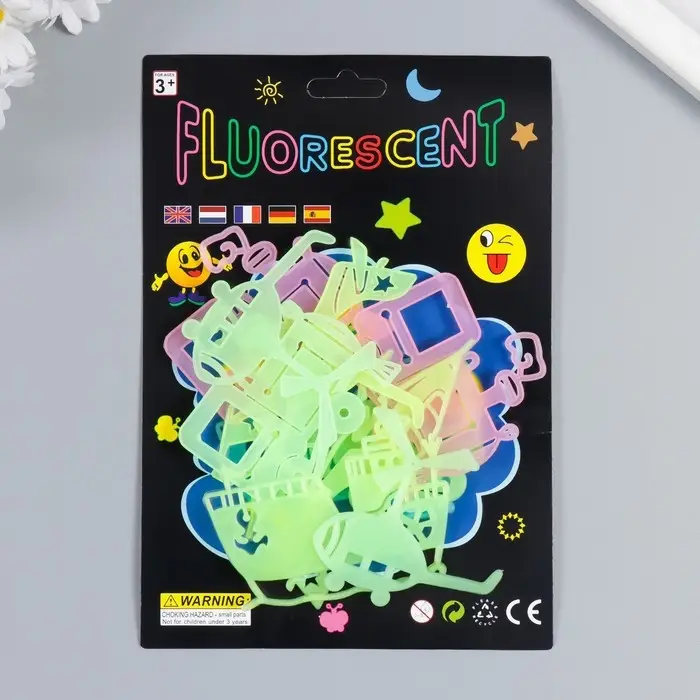 Набор наклеек интерьерных фосфорных «Транспорт», 10-12 шт., пластик, 19×13 см