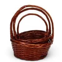 Набор корзин плетёных, 3 шт., 36&times;29&times;13 см, 30&times;24&times;11 см, 25&times;19&times;9 см, ручка h=25/23/21 см, ива, коричневый, Greengo