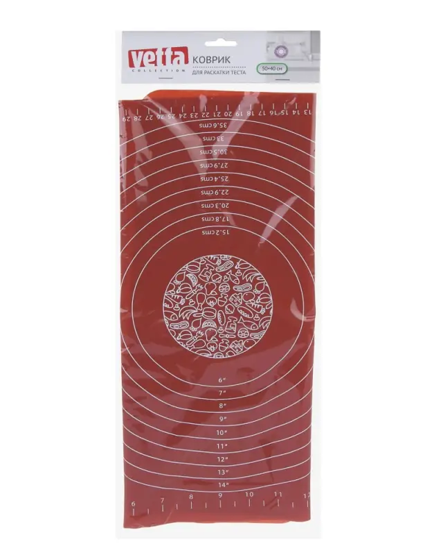 VETTA Коврик силиконовый для раскатки теста с принтом, 50х40см, 3 цвета
