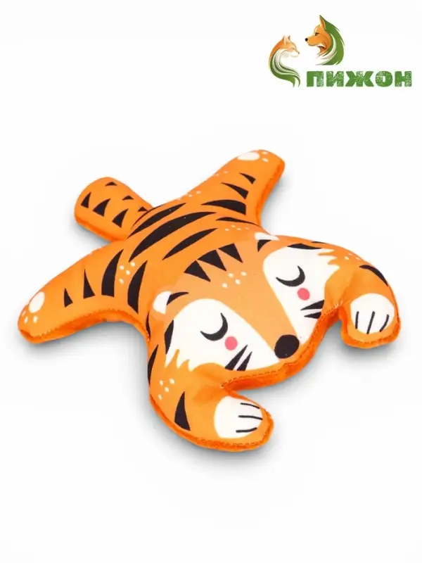 Мягкая игрушка для собак &laquo;Тигр&raquo;, 25 см, с пищалкой, оранжевая