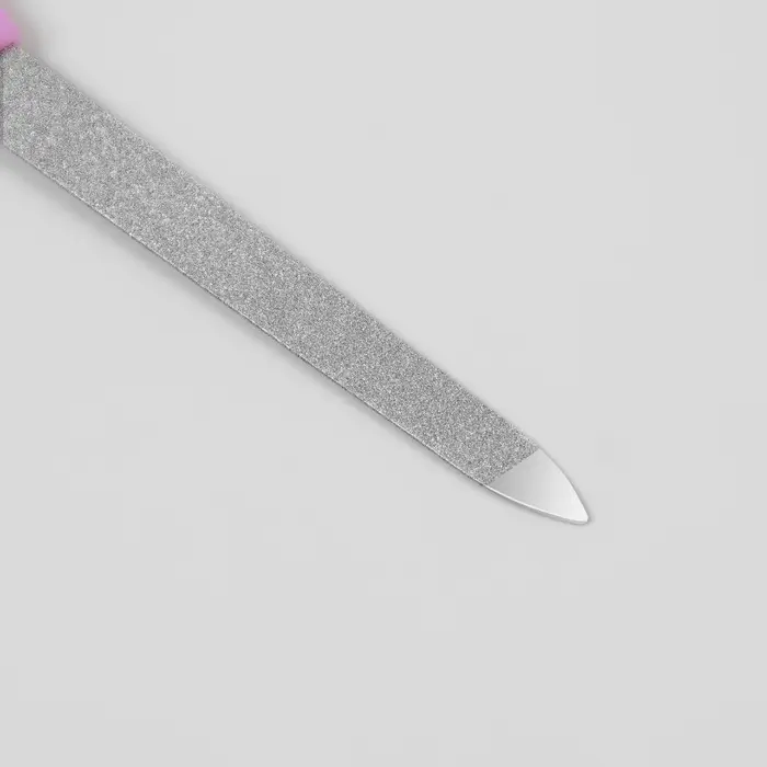 Пилка - триммер металлическая для ногтей, фигурная ручка, с защитным колпачком, 17 см, МИКС