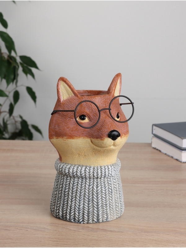 Ваза керамика настольная Ваза керамика настольная "Лиса в очках" 14х14х22 см
