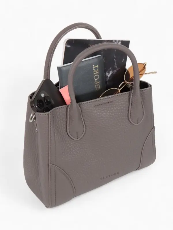 Сумка женская тоут TEXTURA на молнии, 25&times;7&times;21 см, однотонная, серая