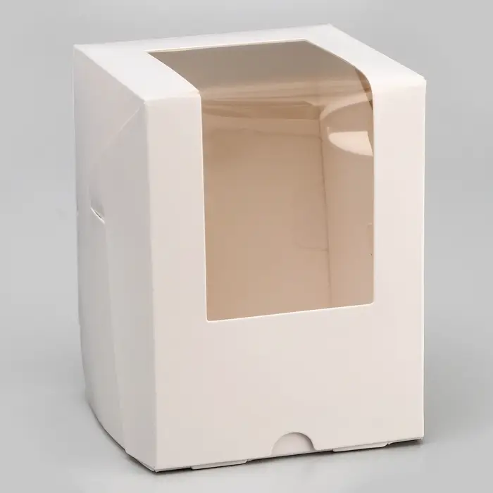 Коробка для 1 капкейк с окном, белая, 12.5×9.5×9.5 см Коробка для 1 капкейк с окном, белая, 12.5×9.5×9.5 см