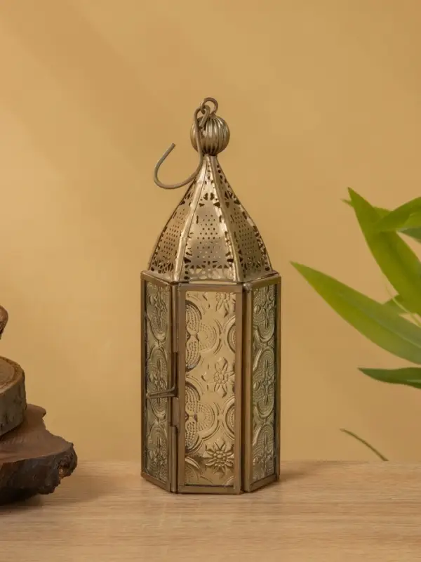 Подсвечник фонарь "Кружево" железо 6,5х6,5х18 см