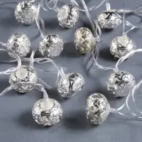 Гирлянда &laquo;Нить&raquo; 4 м с насадками &laquo;Шарик с орнаментом&raquo;, IP20, прозрачная нить, 20 LED, свечение белое, 8 режимов, 220 В