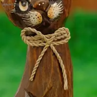 Сувенир дерево "Кошка с бантом, ушки в горошек" 30х10х3 см