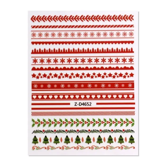 Наклейки для ногтей &laquo;Зимние узоры&raquo;, красные, зелёные