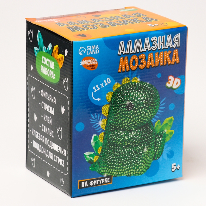 Алмазная мозаика на фигурке для детей «Динозавр», полное заполнение Алмазная мозаика на фигурке для детей «Динозавр», полное заполнение