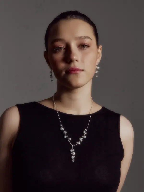 Набор 2 предмета: серьги, колье &laquo;Изумление&raquo;, ветвь, белый в золоте, 42 см