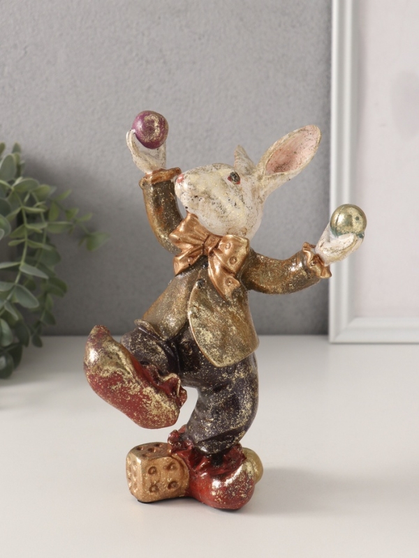 Сувенир полистоун Сувенир полистоун "Цирковой кролик-жонглёр" 12,5х15х20 см