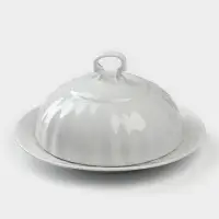 Маслёнка Добрушский завод &laquo;Бельё&raquo;, 17.5&times;10 см, фарфор, белая