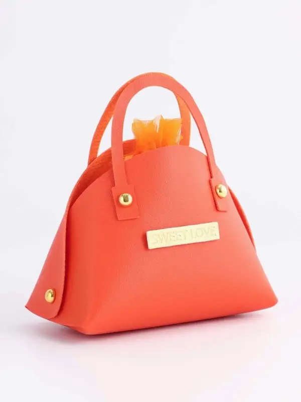 Кожанная подарочная сумочка 14 х 6,5 х 12,8 см оранжевая Кожанная подарочная сумочка 14 х 6,5 х 12,8 см оранжевая