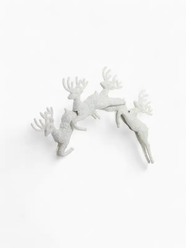 Ёлочные игрушки 4 шт. &laquo;Зимнее волшебство. Белый скачущий олень&raquo; пластик, 9&times;5 см