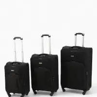 Чемодан 20", Текст, 37*23*54, отд на молнии, 2 нар/карм, увелич, код замок, 4 колеса, черный   10875