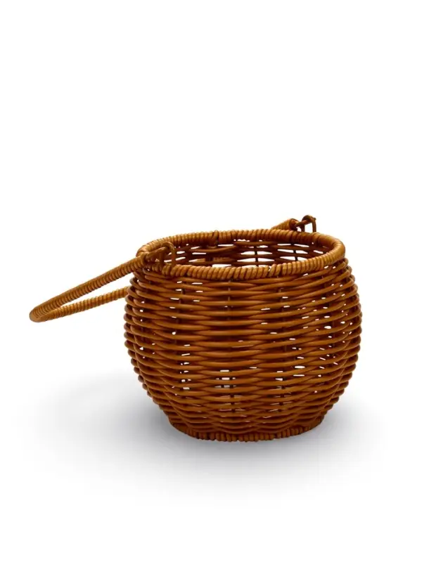 Корзина пластик 14 х 14 х 12 см, ручка17 см металл каркас коричневый