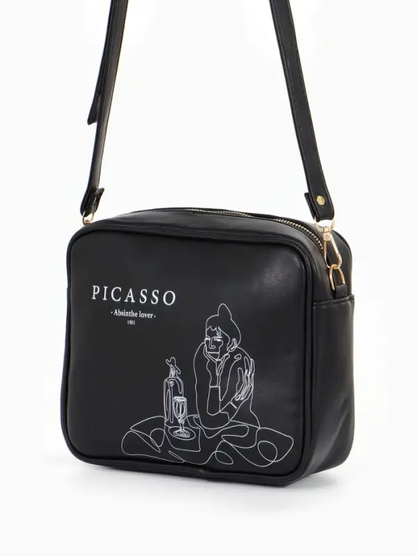 Сумка женская на молнии TEXTURA, 22&times;8&times;17 см, с принтом, чёрная