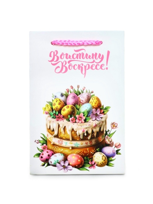 Пакет подарочный под кулич «Пасха», 12 х 18 х 12 см