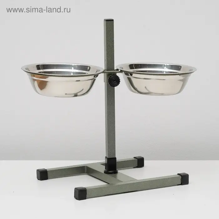 Подставка с мисками, 2&times;1 л, высота 40 см, разборная, зелёная