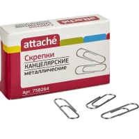 Скрепки Attache  металлические без. покрытия,28 мм, негофрирован.,100шт/уп