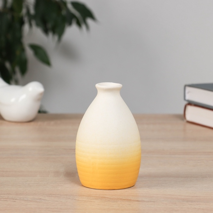 Ваза керамика настольная Ваза керамика настольная "Хайди" полосы, 10,5х6,5 см, бело-жёлтый