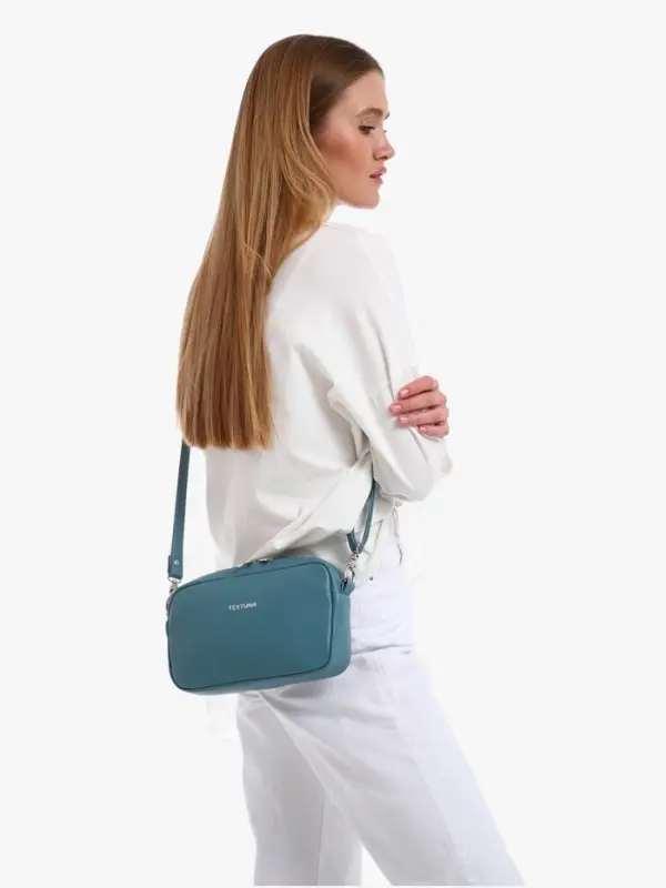 Сумка женская кросс-боди TEXTURA на молнии, 25&times;6&times;14 см, голубая