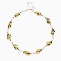 Бусы &laquo;Жемчуг Борокко&raquo;, белые в золоте, 40 см