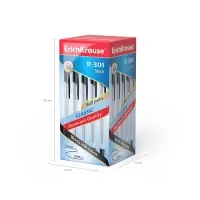 Ручка шариковая ErichKrause R-301 Classic Stick, узел 1.0 мм, чернила чёрные, длина линии письма 2000 метров, штрихкод на ручке