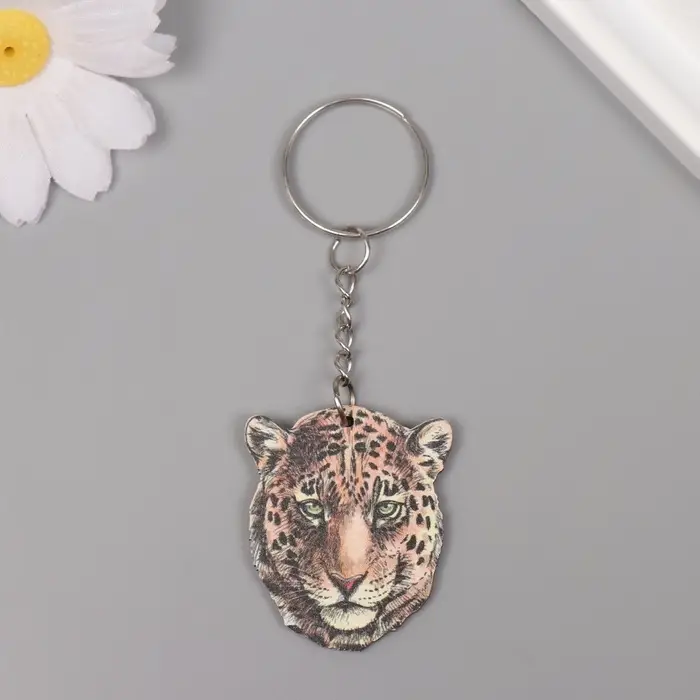 Брелок дерево  Брелок дерево "Леопард" 3,9х3,3х0,3 см