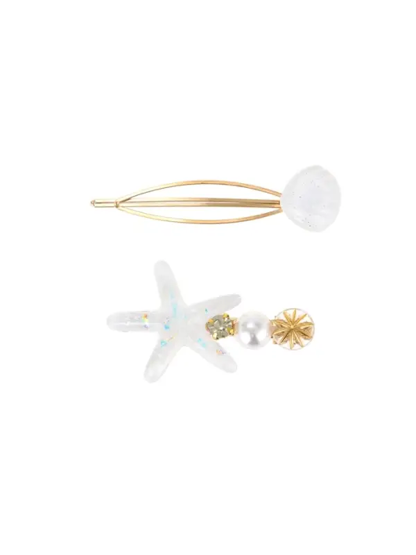 Набор для волос "Морская звезда" (1 зажим, 1 невидимка) 7 см, белый