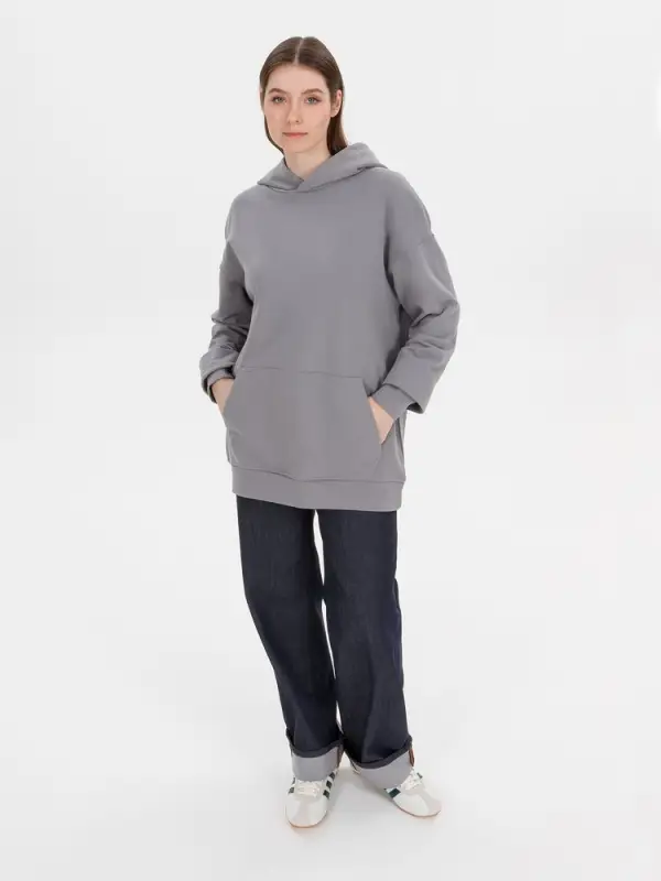 Худи оверсайз унисекс Outshine, серое, размер XS/S Худи оверсайз унисекс Outshine, серое, размер XS/S