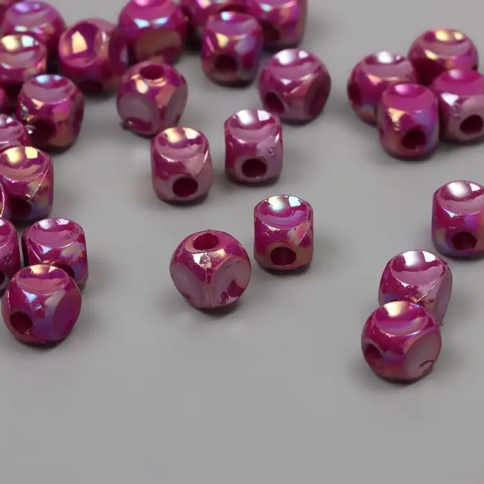Бусины для творчества пластик Бусины для творчества пластик "Кубик" перламутр фиолетовый набор 30 шт 1х1 см