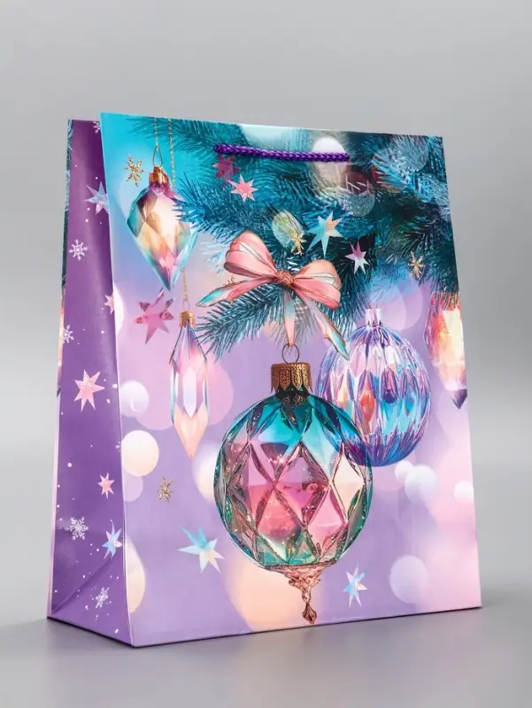 Пакет подарочный новогодний ламинированный, «Мечты» , 26×12×32 см