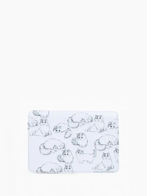 Обложка для проездного, пропуска, с принтом &laquo;Котики&raquo;, белая