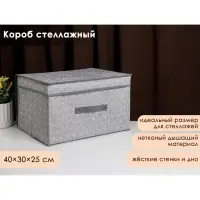 Короб стеллажный для хранения с крышкой Доляна &laquo;Фора&raquo;, 40&times;30&times;25 см, серый