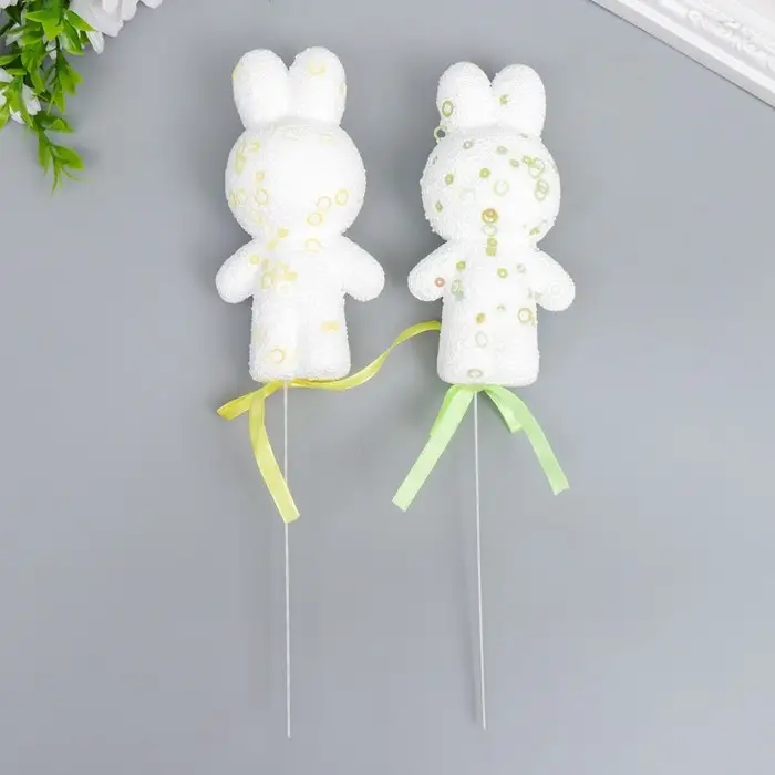 Набор топперов для украшения «Зайчата: посыпка, кружочки», 2 шт., жёлтый, зелёный, 12 см Набор топперов для украшения «Зайчата: посыпка, кружочки», 2 шт., жёлтый, зелёный, 12 см