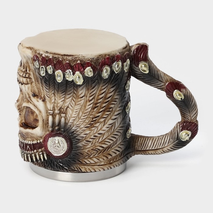 Кружка из нержавеющей стали «Череп», 400 мл, цвет бежевый Кружка из нержавеющей стали «Череп», 400 мл, цвет бежевый