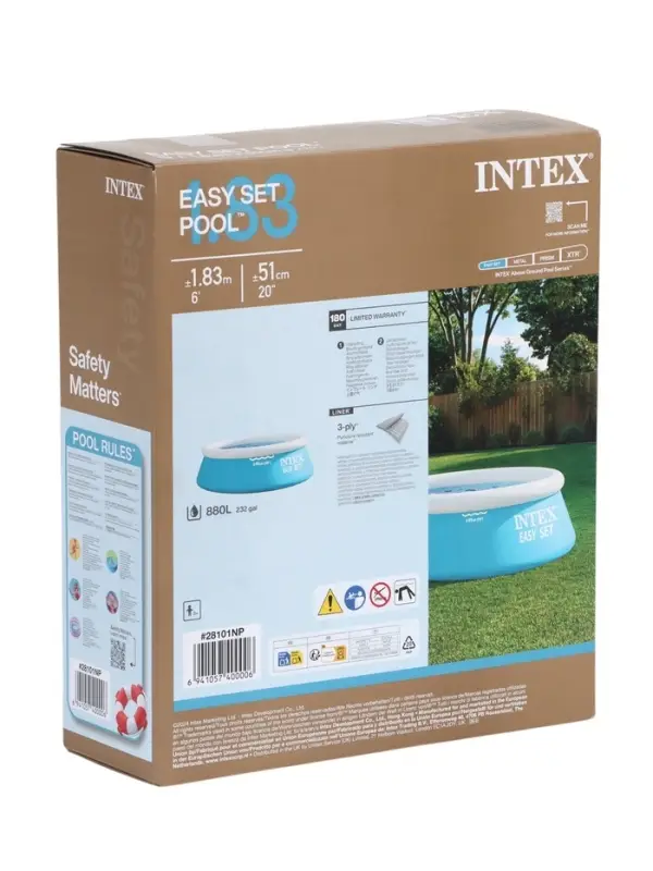 Бассейн надувной Easy Set, 183&times;51 см, от 3 лет, круглый, 28101 INTEX