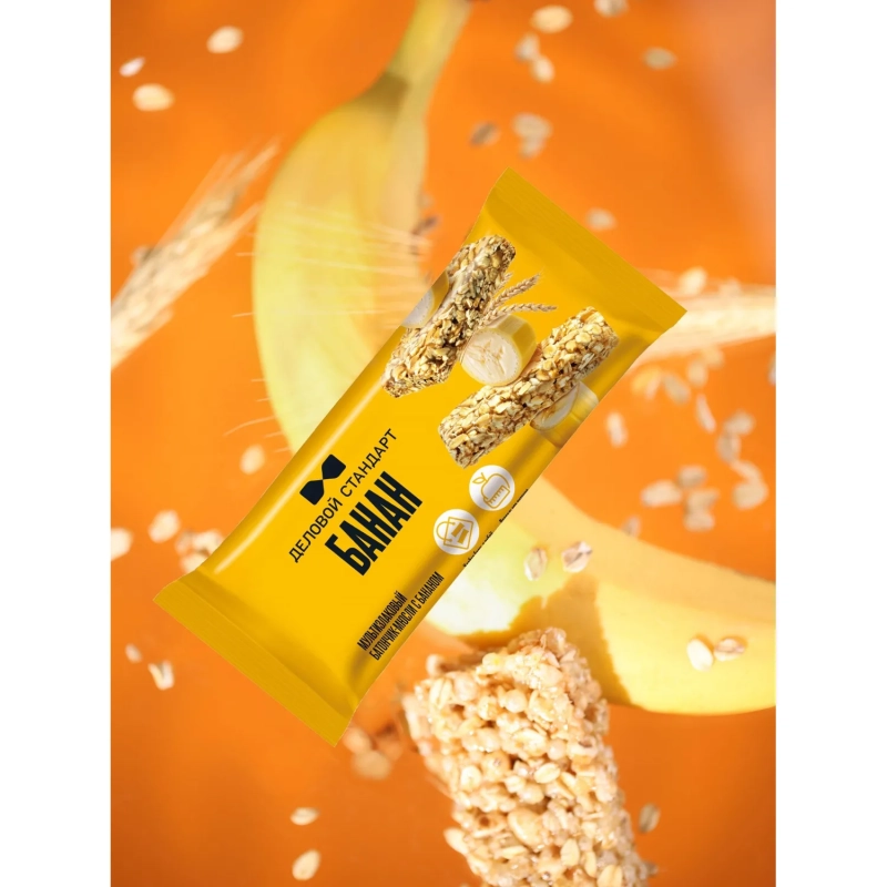 Батончик мюсли мультизлаковый Деловой Стандарт с бананом 35г 24шт/уп