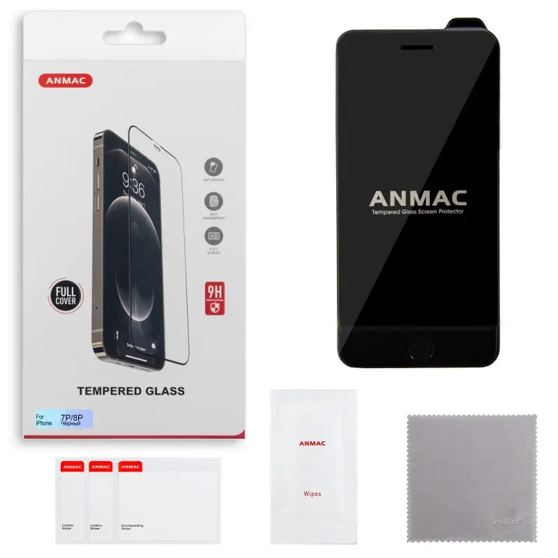 Защитное стекло для iPhone 7/8 Plus Full Cover ANMAC черное Арт. 1137111