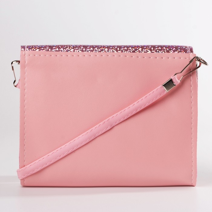 Сумка детская для девочки Сумка детская для девочки "Блестящий котик", на клапане, цвет розовый, 15х4х12 см