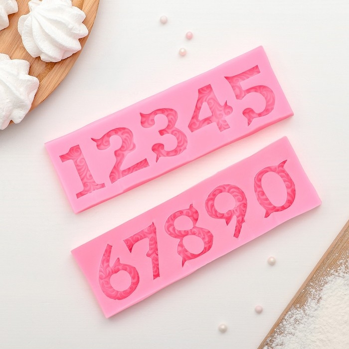 Молд «Цифры с узором», силикон, 16,6×10,5 см, цвет МИКС Молд «Цифры с узором», силикон, 16,6×10,5 см, цвет МИКС